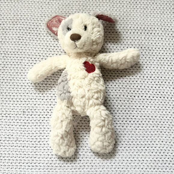 Mary Meyer Other - Mary Meyer NWT Beau Putty Puppy 37954 Red Heart Beige Fluffy Soft Toy Plush Dog